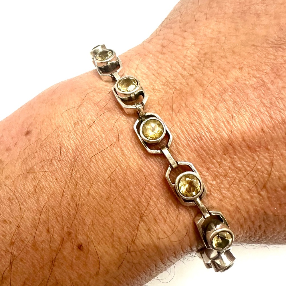 Smoky Topaz 7.5 Inch Bracelet Sterling 925 Estate
